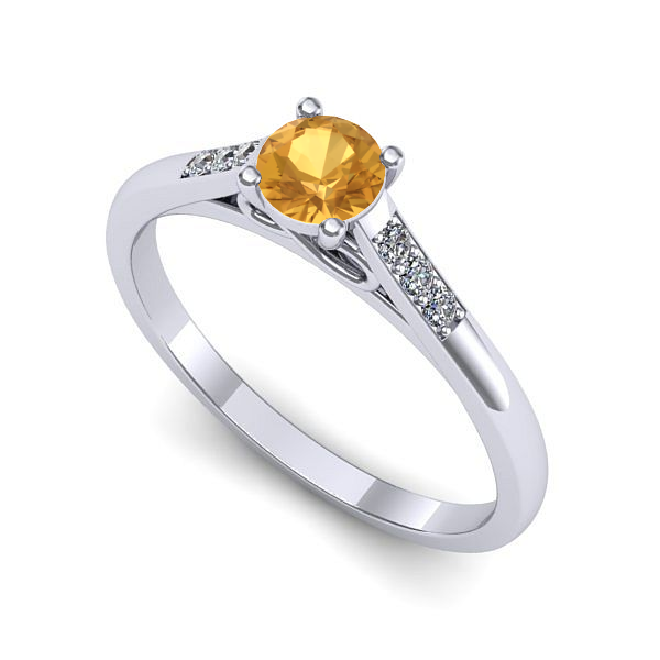 Inel de logodna din aur alb cu citrin