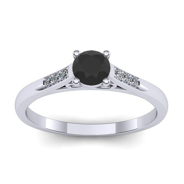 Inel logodna cu diamant negru rotund