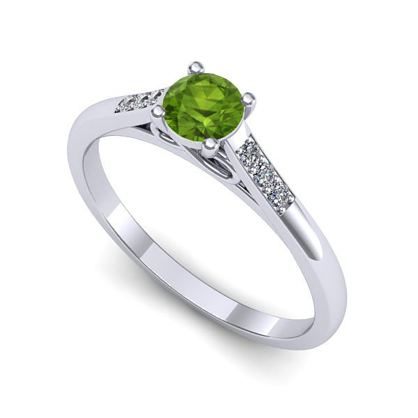 Inel de logodna din aur alb cu peridot