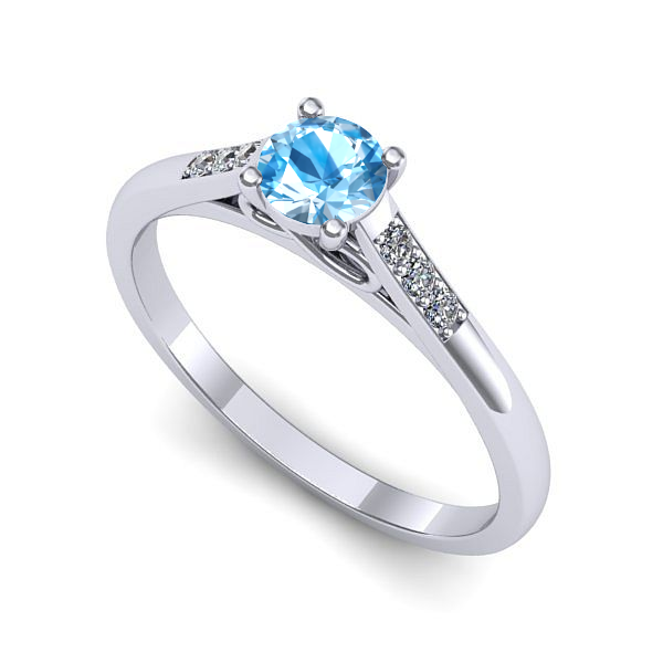 Inel din aur alb cu topaz blue