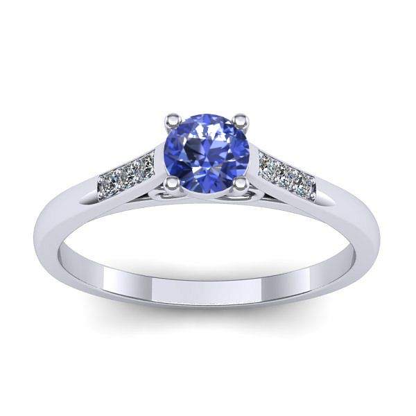 Inel logodna cu tanzanit rotund