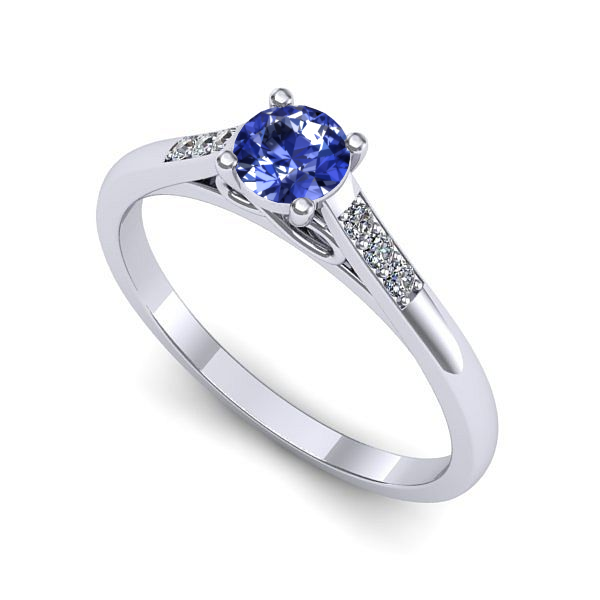Inel logodna din aur alb cu tanzanit