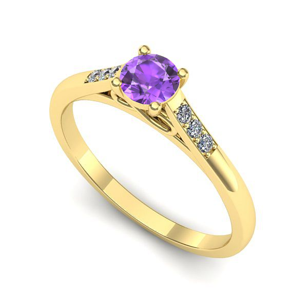 Inel de logodna din aur galben cu ametist