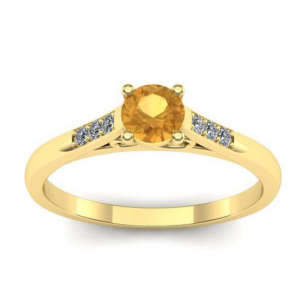 Inel logodna cu citrin rotund