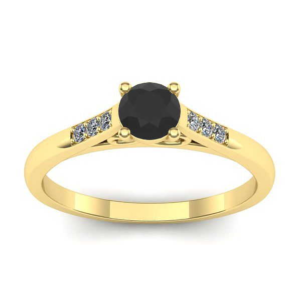 Inel de logodna cu diamant negru rotund