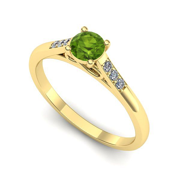 Inel logodna din aur galben cu peridot