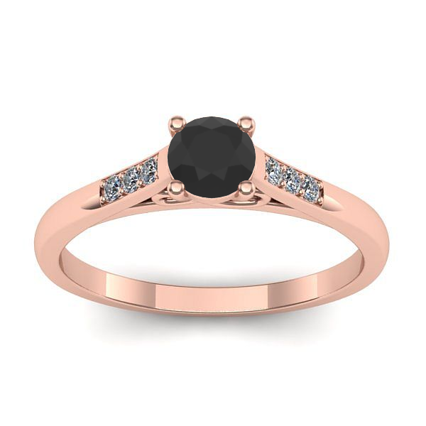 Inel de logodna cu diamant negru rotund