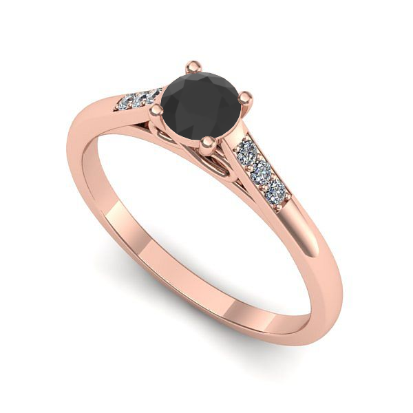 Inel logodna din aur roz cu diamant negru