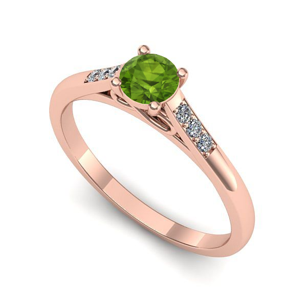 Inel de logodna din aur roz cu peridot