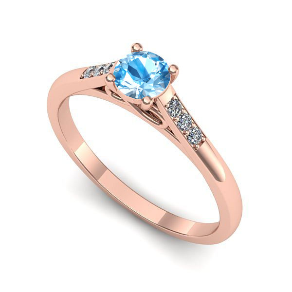 Inel de logodna din aur roz cu topaz blue