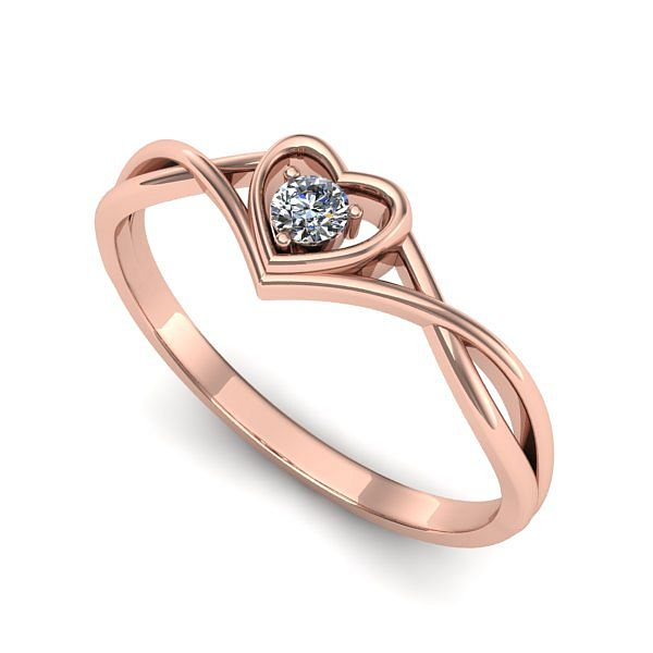 Inel din aur roz cu diamant