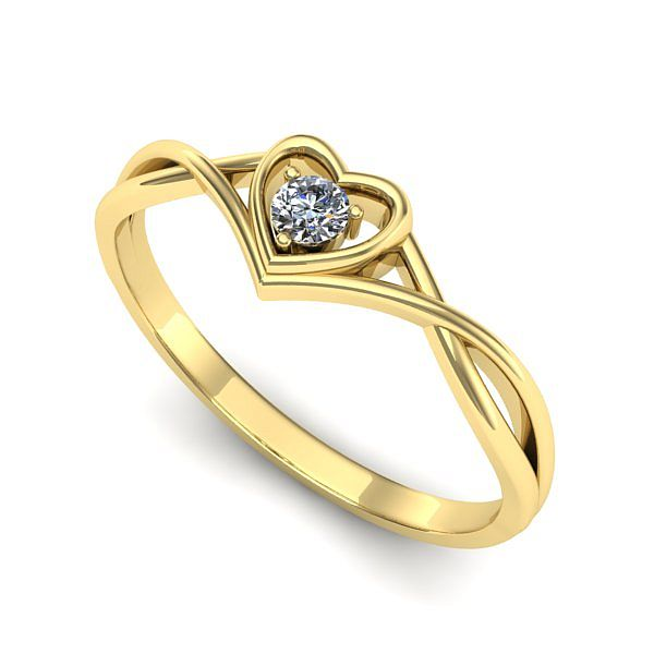 Inel logodna din aur galben cu diamant