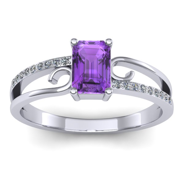 Inel cu ametist dreptunghiular