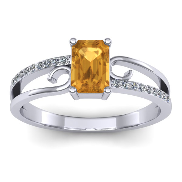 Inel logodna cu citrin dreptunghiular