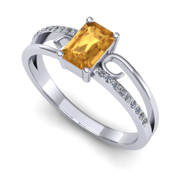 Inel din aur alb cu citrin