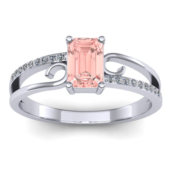 Inel de logodna cu diamant de laborator roz dreptunghiular