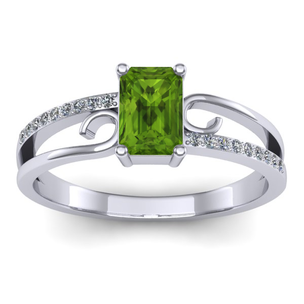 Inel de logodna cu peridot dreptunghiular