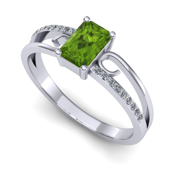 Inel de logodna din aur alb cu peridot