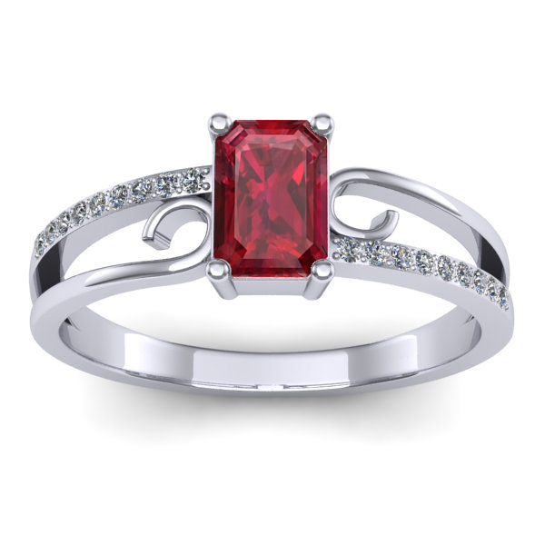 Inel de logodna cu rubin dreptunghiular