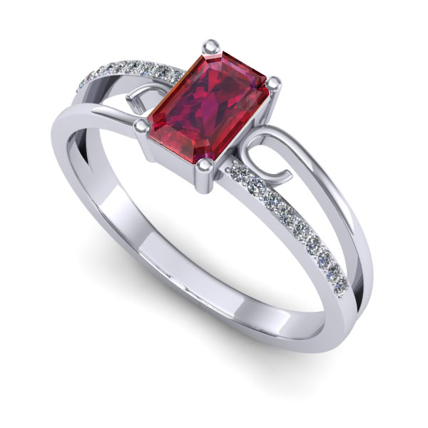 Inel de logodna din aur alb cu rubin