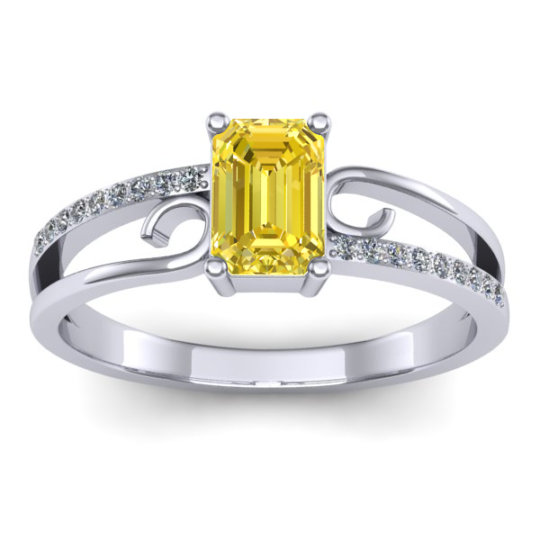 Inel logodna cu safir galben dreptunghiular