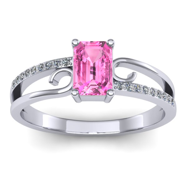 Inel cu safir roz dreptunghiular