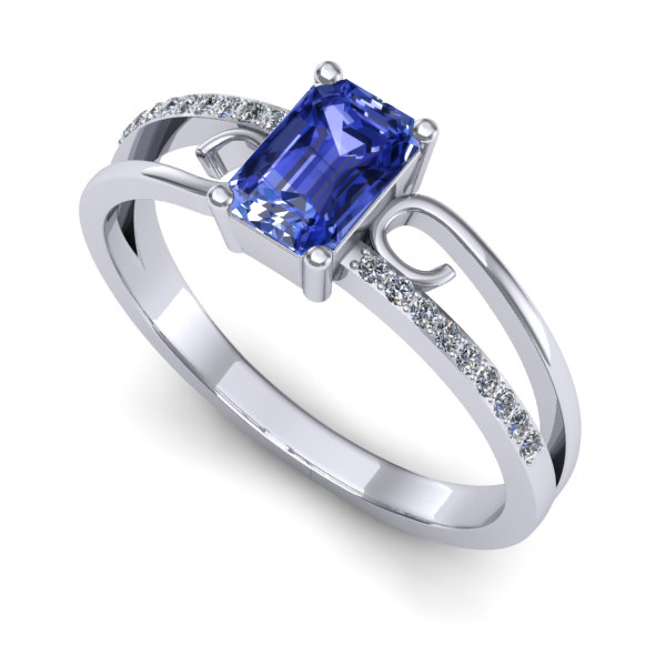 Inel din aur alb cu tanzanit