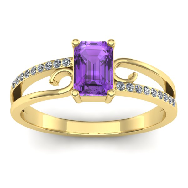 Inel cu ametist dreptunghiular