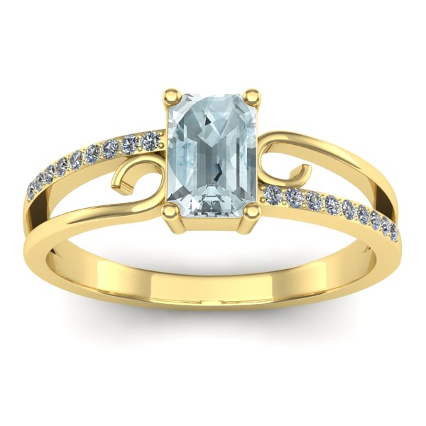 Inel logodna cu aquamarin dreptunghiular