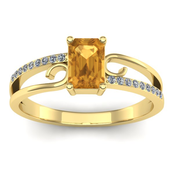 Inel cu citrin dreptunghiular