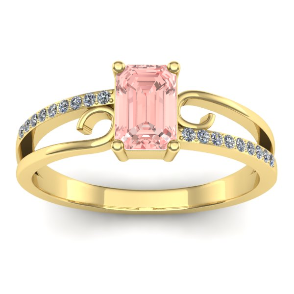 Inel de logodna cu diamant de laborator roz dreptunghiular