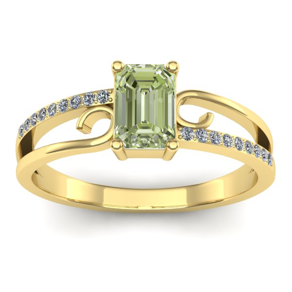 Inel cu diamant de laborator verde dreptunghiular