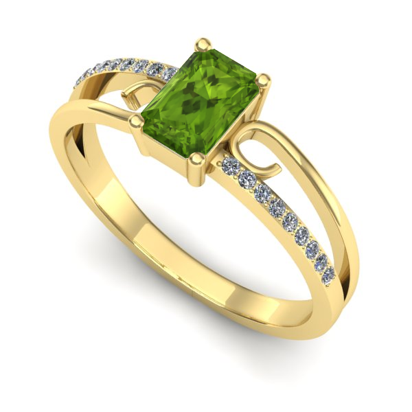 Inel din aur galben cu peridot