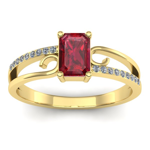 Inel de logodna cu rubin dreptunghiular