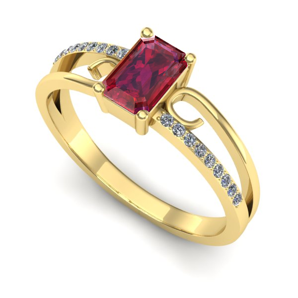 Inel din aur galben cu rubin