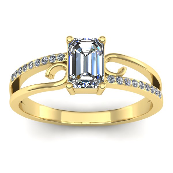 Inel logodna cu safir alb dreptunghiular