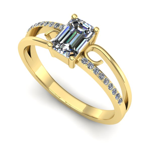 Inel logodna din aur galben cu safir alb