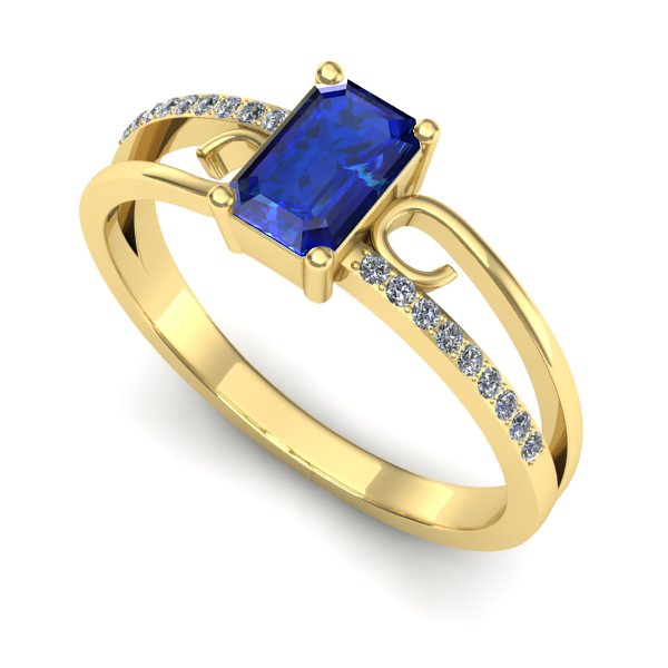 Inel din aur galben cu safir