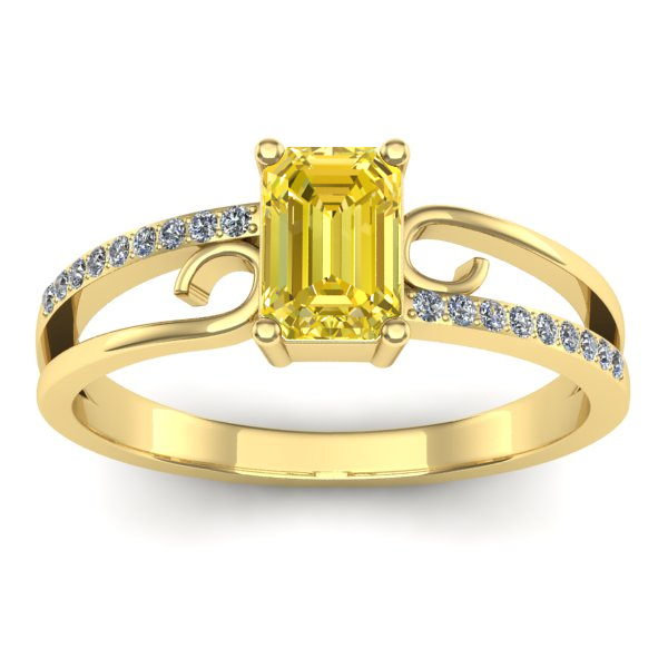 Inel cu safir galben dreptunghiular