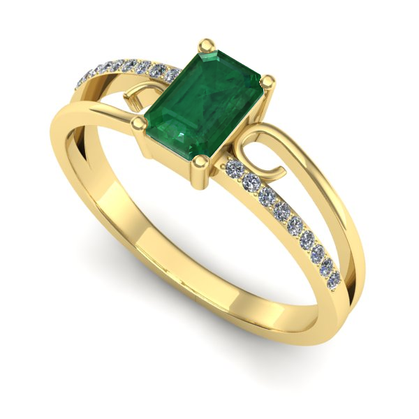 Inel din aur galben cu smarald