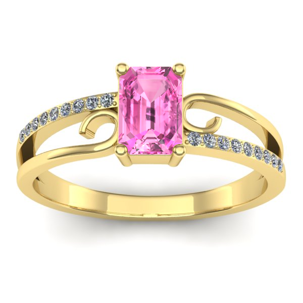 Inel cu safir roz dreptunghiular