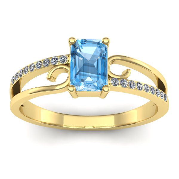Inel logodna cu topaz blue dreptunghiular