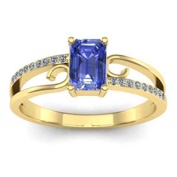 Inel cu tanzanit dreptunghiular