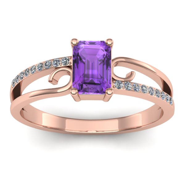 Inel logodna cu ametist dreptunghiular