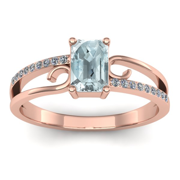 Inel cu aquamarin dreptunghiular