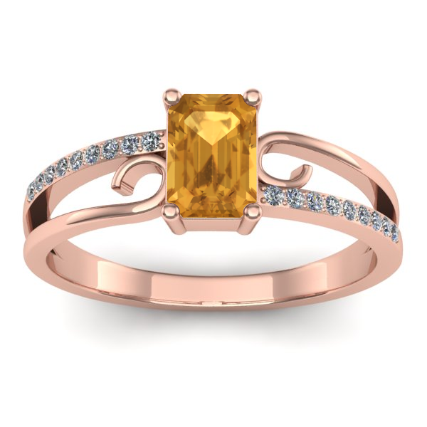 Inel logodna cu citrin dreptunghiular