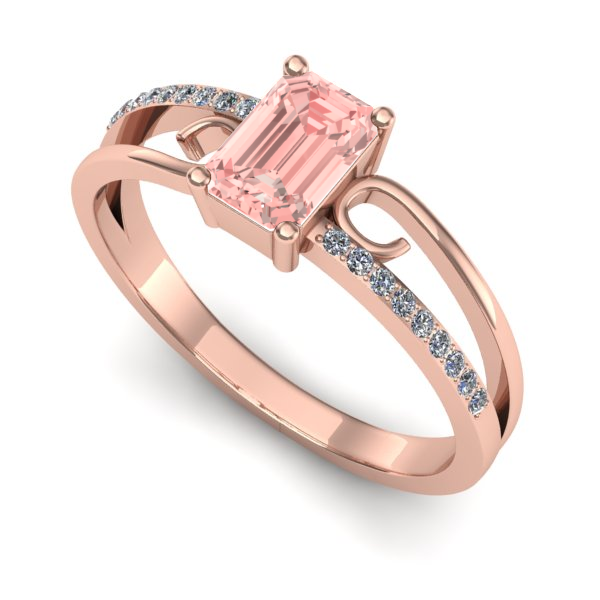 Inel de logodna din aur roz cu diamant de laborator roz