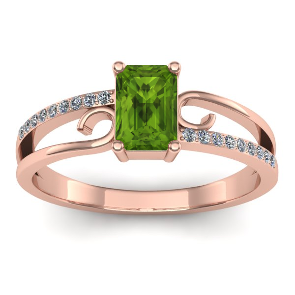 Inel logodna cu peridot dreptunghiular