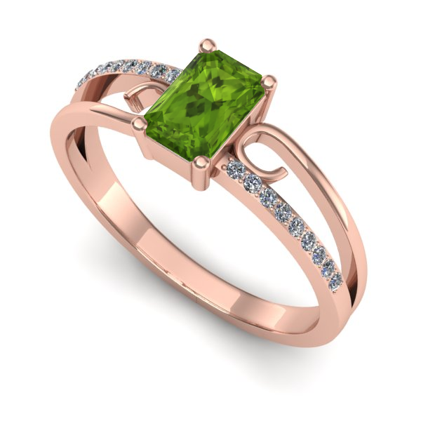 Inel din aur roz cu peridot