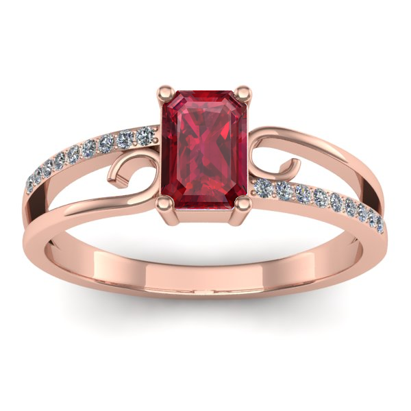 Inel de logodna cu rubin dreptunghiular
